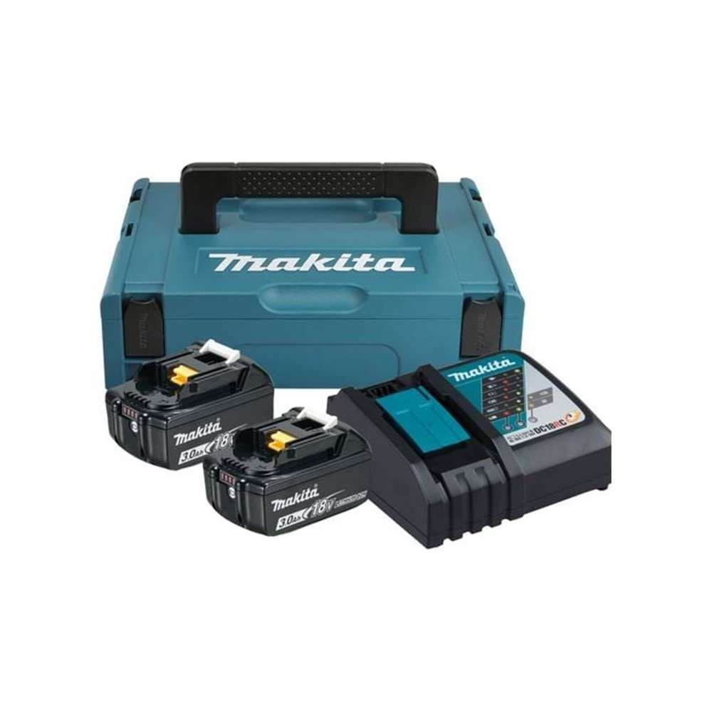 Set 2 acumulatori Makita BL1830 LXT, 18V, 3.0Ah si incarcator DC18RC