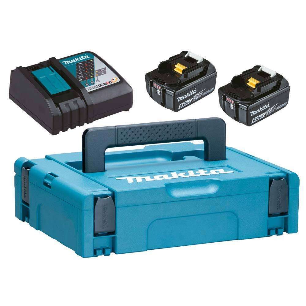 Set 2 acumulatori Makita BL1860B LXT, 18V, 6.0Ah si incarcator DC18RC