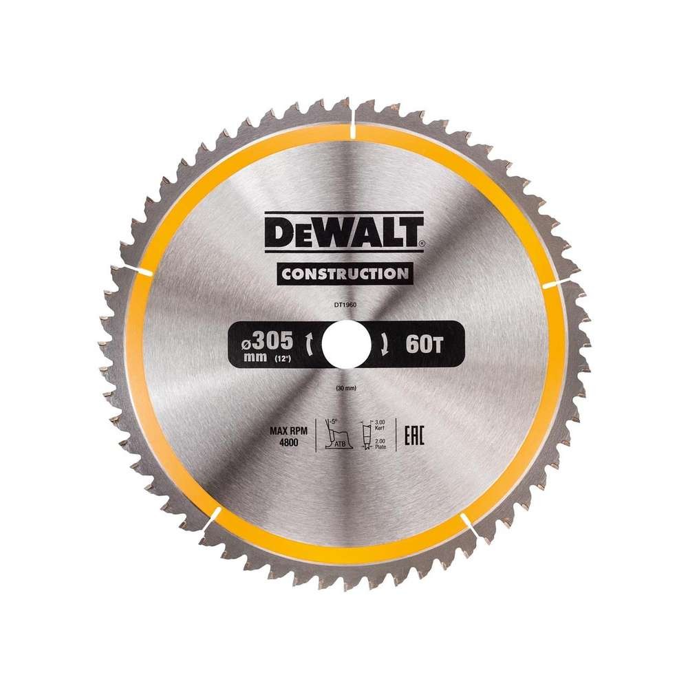DeWALT - Panza de fierastrau circular CONSTRUCTION 305x30mm, 60 dinti [DT1960-QZ]