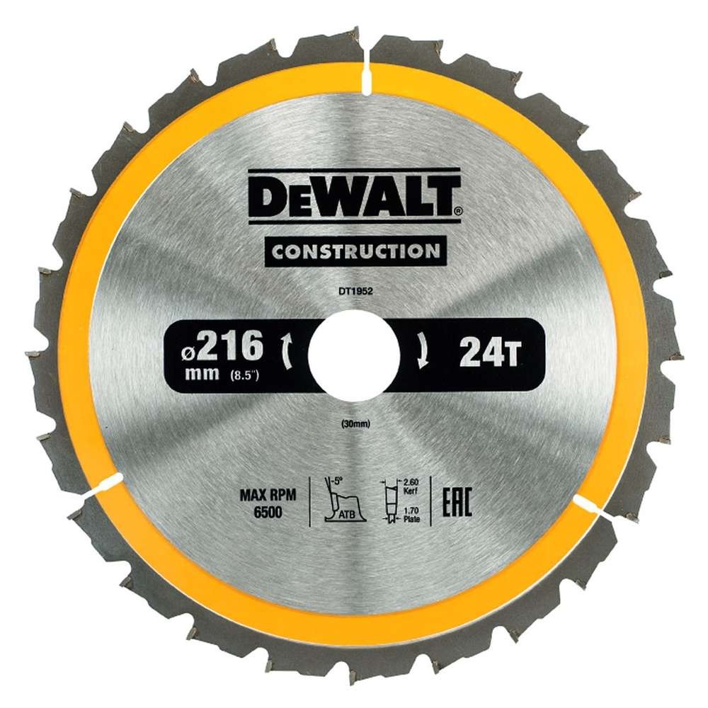 DeWALT - Panza fierastrau circular CONSTRUCTION 216x30mm, 24 dinti [DT1952-QZ]
