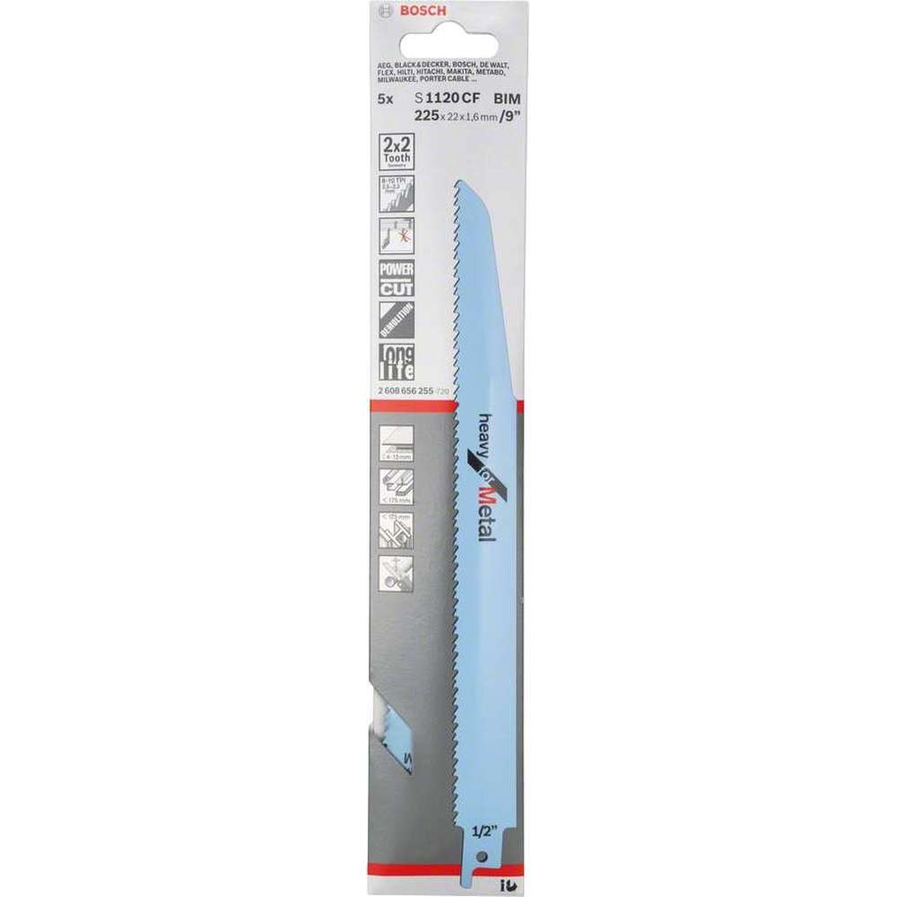 BOSCH - Panza fierastrau alternativ S1120CF pentru metal, 225 mm, 5 bucati [2608656255]