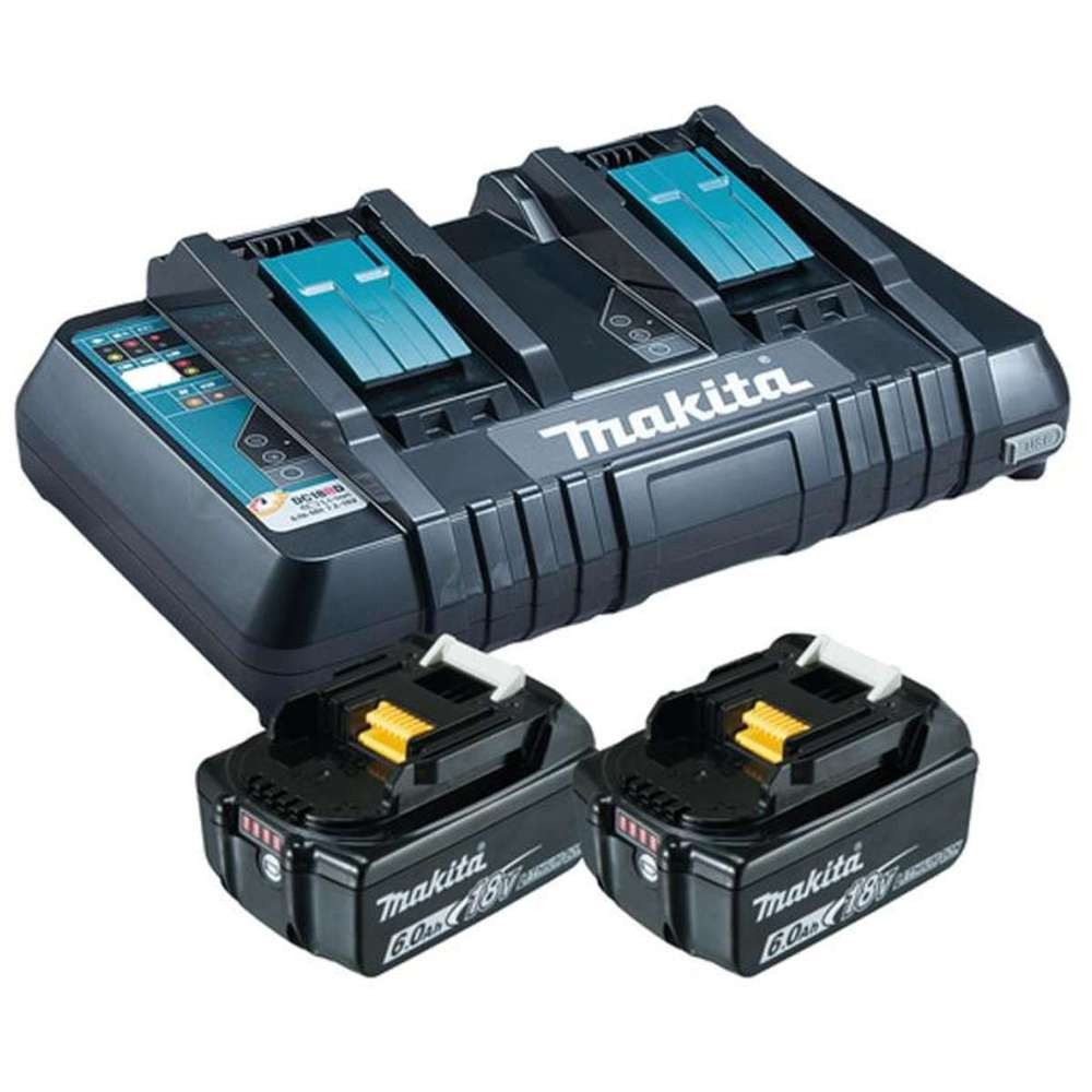 Set 2 acumulatori Makita BL1860B LXT, 18V, 6.0Ah si incarcator DC18RD