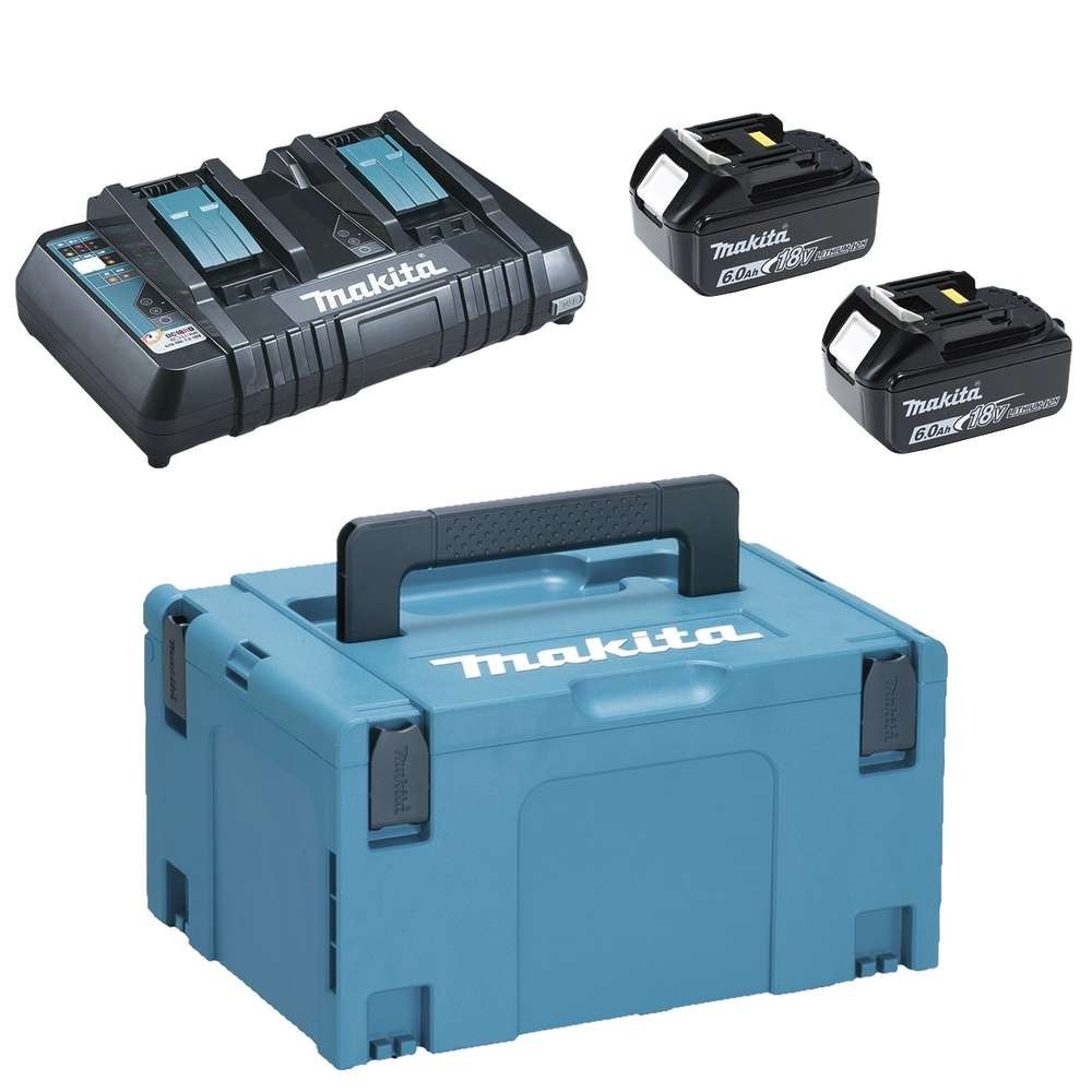 Set 2 acumulatori Makita BL1860B LXT, 18V, 6.0Ah si incarcator DC18RD