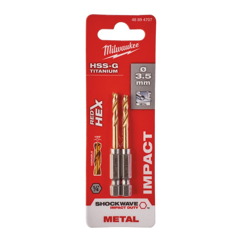 Milwaukee - Burghiu metal SWave HSS-G Tin 3.5x69 mm set 2 buc [48894707]