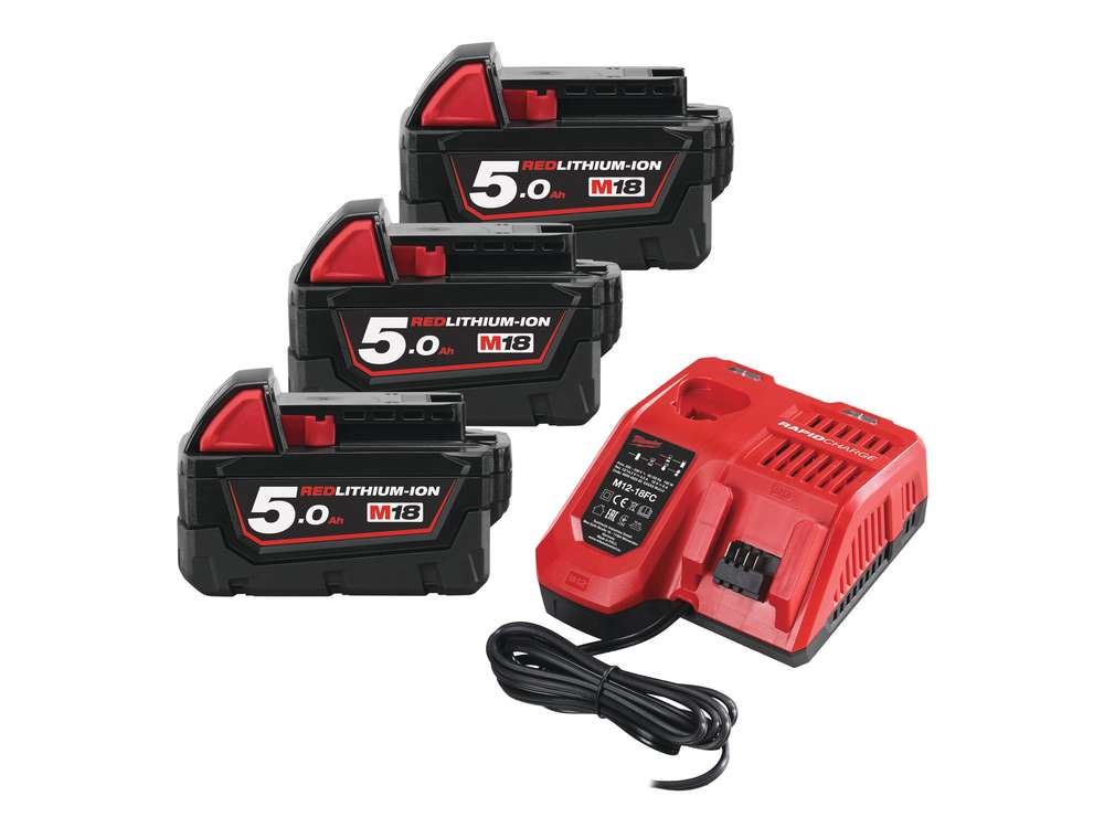 Set 3 acumulatori si incarcator Milwaukee M18 NRG-503
