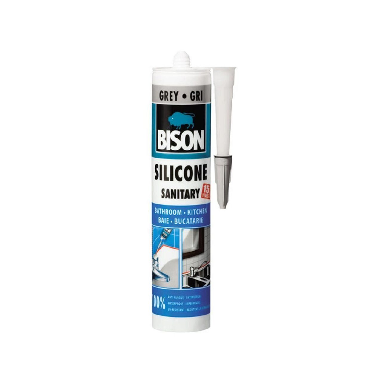 BISON - Silicon Sanitar gri 280ml [423003]