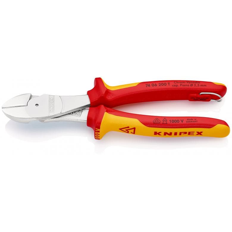Cleste cu tais lateral Knipex 200 mm VDE cu carlig de fixare