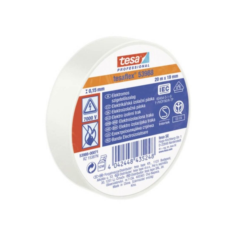Tesa - Banda electroizolatoare PVC alba 20mx19mm [53948(20X19A), 53947(20X19A),53988,53988-00071-00]