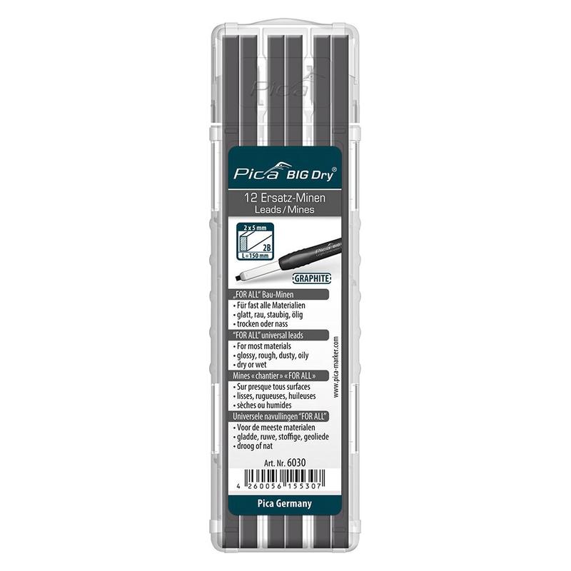 Pica - Set mina pentru creion de tamplarie BIG Dry FORALL grafit pentru constructii [6030]