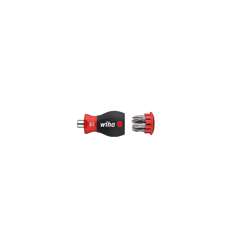 wiha - Surubelnita cu magazie de biti magnetic, Phillips, Pozidriv cu 6 biti, Stubby, 1/4