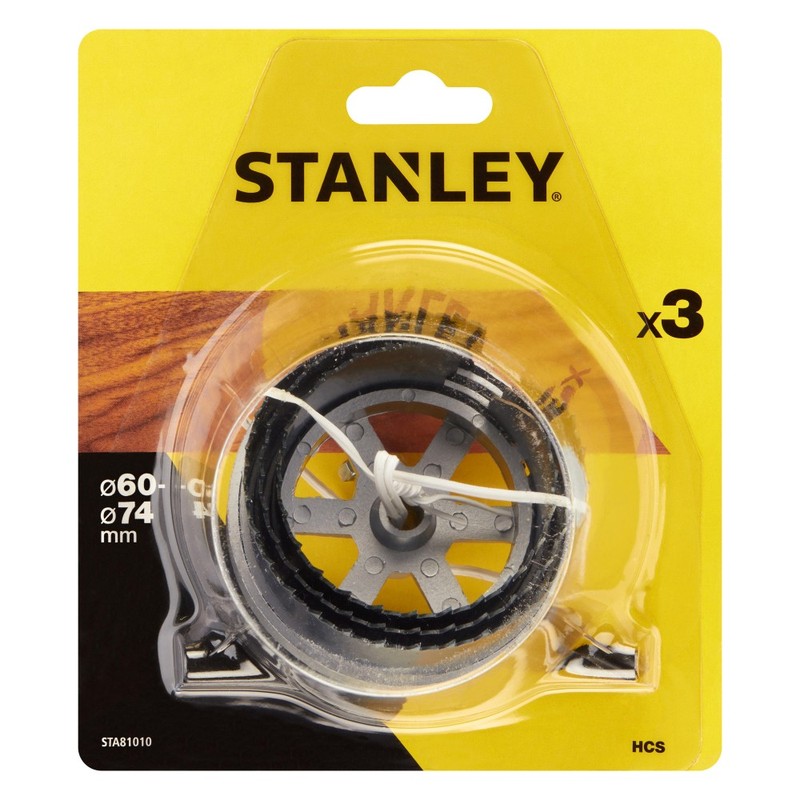 STANLEY - Carote HCS pentru lemn, 60,67,74mm, 3 bucati [STA81010-XJ]