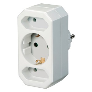 Brennenstuhl - Adaptor cu 3 prize euro si impamantare, alb [1508050]