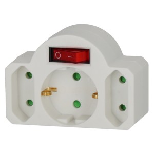Brennenstuhl - Adaptor cu 3 prize si intrerupator, alb [1508100]