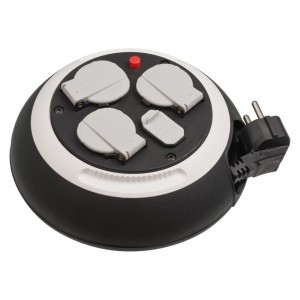 Brennenstuhl - Derulator Comfort-Line cu 3 prize si 2 USB, H05VV- F3G1.5, negru/alb, 3m [1109220600]