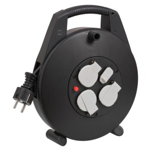 Brennenstuhl - Derulator Vario-Line cu 3 prize si 2 USB, H05VV-F 3G1.5, negru, 5m [1093200600]