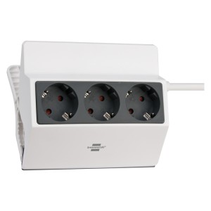 Brennenstuhl - Prelungitor cu 3 prize, prindere cu clema, H05VV-F 3G1.5, alb/antracit, 3m [1150070]