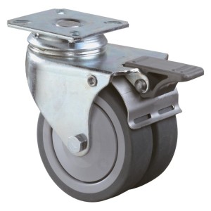 BS Rollen - Rotita dubla pivotanta 75 mm placa b120, roata din cauciuc, kl, fixa. b120.a85.075 [B120.A85.075]