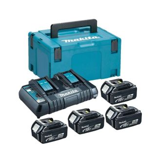 Set 4 acumulatori Makita BL1850B LXT, 18V, 5.0Ah si incarcator DC18RD
