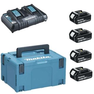 Set 4 acumulatori Makita BL1860B LXT, 18V, 6.0Ah si incarcator DC18RD