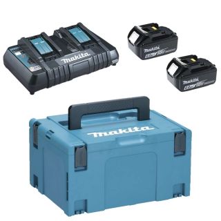 Set 2 acumulatori Makita BL1860B LXT, 18V, 6.0Ah si incarcator DC18RD