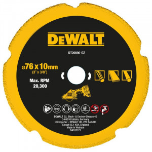 DeWALT - Disc diamantat 76mm pentru taiat gips-carton, placi de fibrociment, PVC, metal [DT20590-QZ]