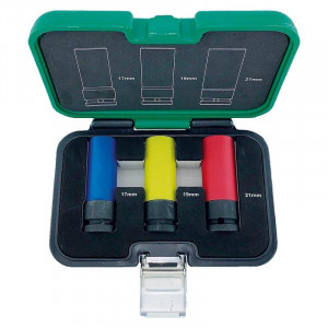 fortis - Set 3 chei tubulare de impact cu manson din plastic 1/2