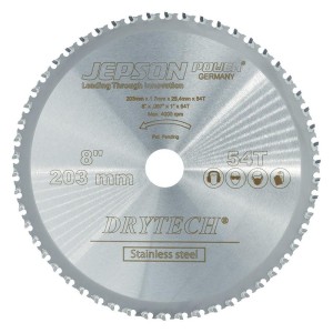 Jepson - Panza fierastrau circular HM Drytech pentru inox, 203x25.4x1.7mm, 54 dinti [72120354I]