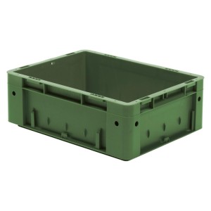 LA-KA-PE - Cutie stivuibila pentru transport 400x300x145mm, verde, maxim 600kg fara orificiu pentru maner [375140203]