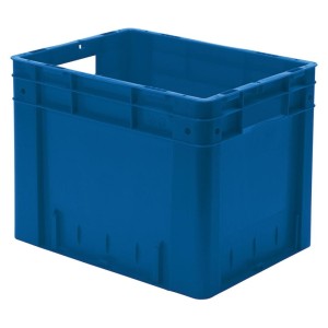 LA-KA-PE - Cutie stivuibila pentru transport 400x320x320mm, albastru, maxim 600kg cu orificiu pentru maner [374320202]