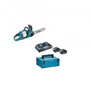 Makita - Fierastrau cu lant 35cm, DUC353Z cu 2 acumulatori Li-Ion 18V, 5.0Ah, incarcator DC18RD, Makpac3 [MET - 13914]