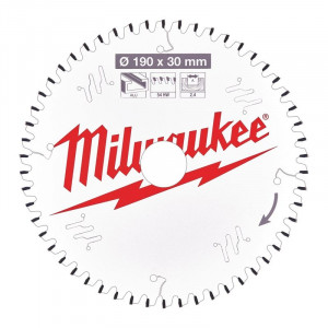 Milwaukee - Panza fierastrau circular, aluminiu CSB P ALU, 190x30x2.4mm, dinti 54 TF [4932471303]