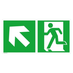 No Name - Indicator de evacuare din aluminiu 300x150mm iesire de urgenta pe stanga, sageata in sus [4044589360700]