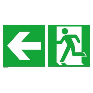 No Name - Indicator de evacuare din aluminiu 400x200mm iesire de urgenta pe stanga, sageata in stanga, fotoluminiscent [4044589113740]
