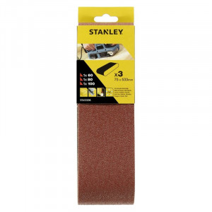 STANLEY - Benzi abrazive pentru slefuit 75x533mm, 1x P60, 1x P80, 1x P100 [STA33206-XJ]