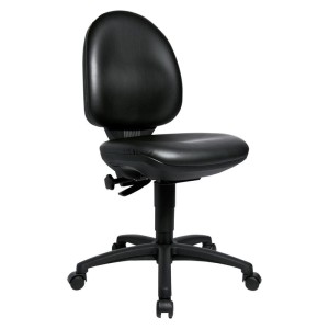 Topstar - Scaun de lucru Tec 50, negru, 440-570mm, piele artificiala, cu roti [72250D10]